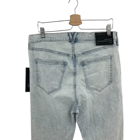 Veronica Beard Sheridan Exaggerated Flare Jeans High Rise Denim Sky Blue Size 15 - Picture 8 of 16